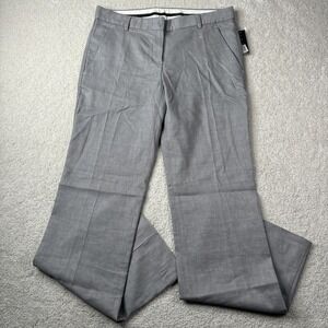 Theory Jemina Pants Women's 8‎ Alloy Gray Straight Leg Cotton Trousers Preppy